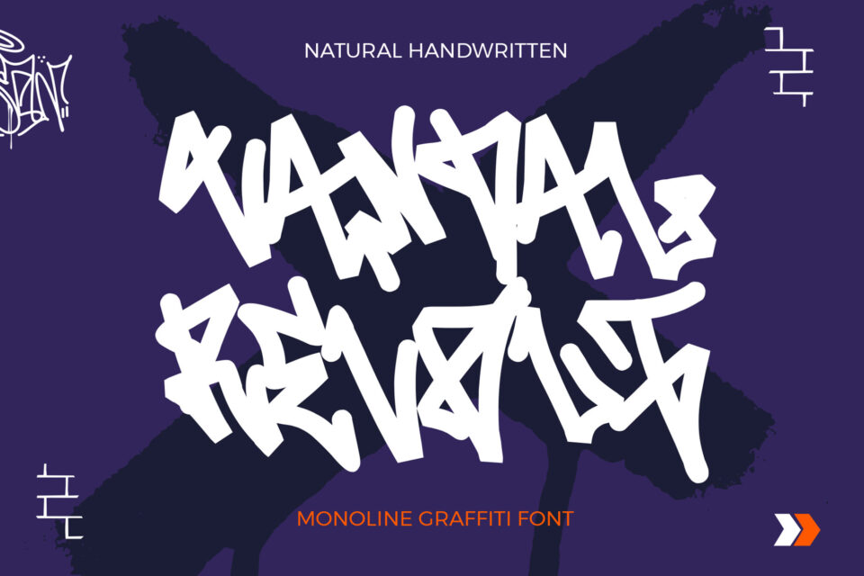 Vandal Revolt - Hand Lettering Monoline Graffiti Font