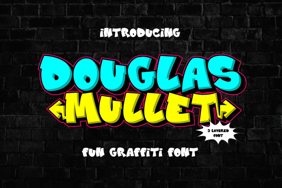 Douglas Mullet - 3d Layered Graffiti Font