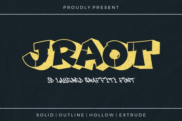 Jraot – 3D Decorative Graffiti Font for Bold Urban Statements
