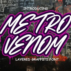 Metro Venom – Outlined Graffiti Brush Font