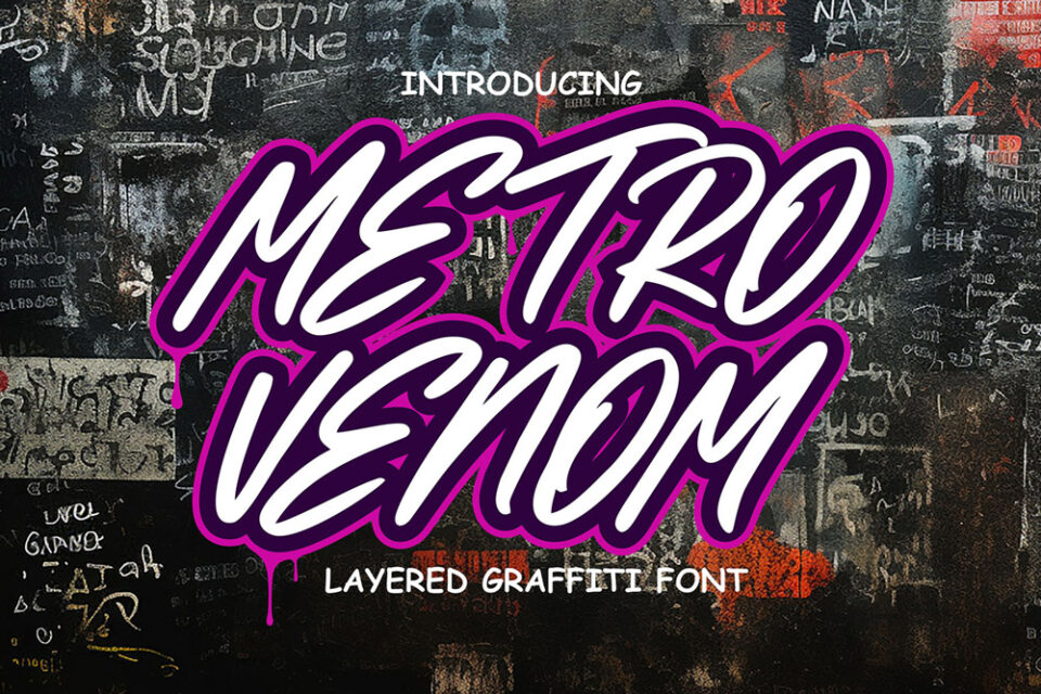 Metro Venom – Outlined Graffiti Brush Font