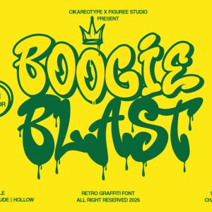 Boogie Blast – 3D Groovy Drip Style Font