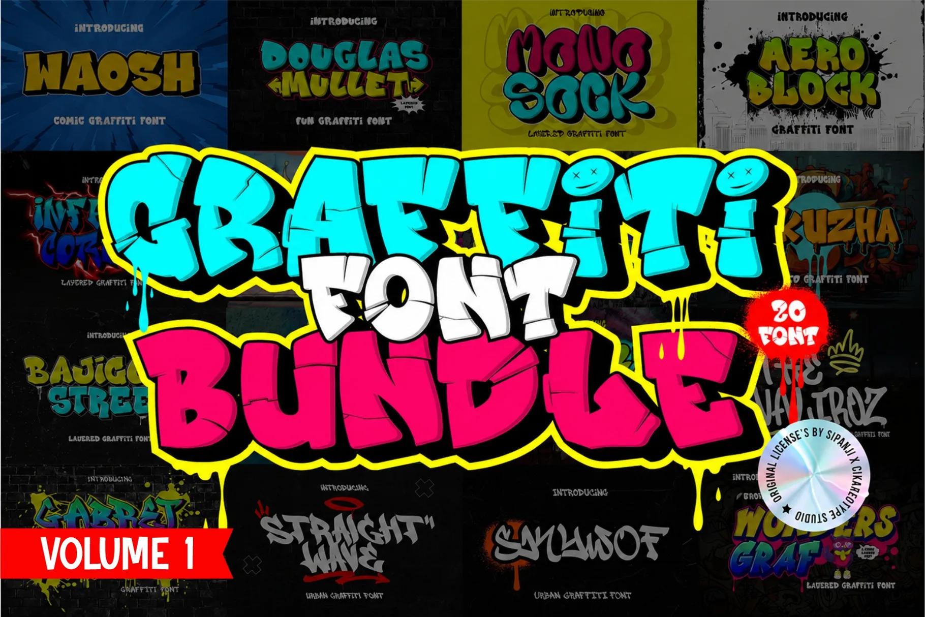 Graffiti Font Bundle Volume 1 – 20 Bold Urban Fonts