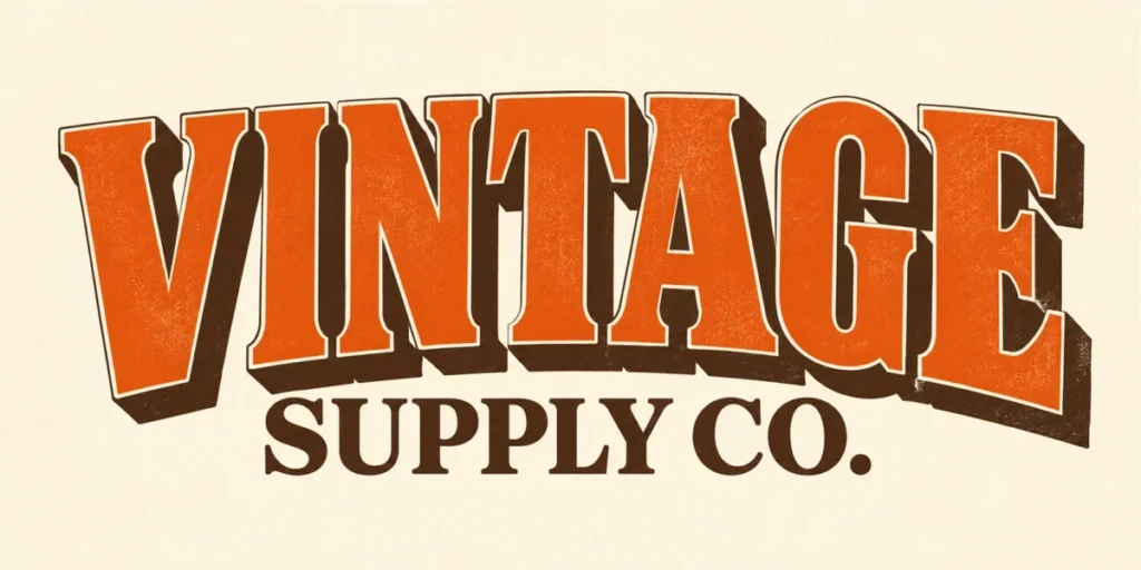 Bold retro slab serif display lettering paired with classic serif typography in an orange and brown vintage design.