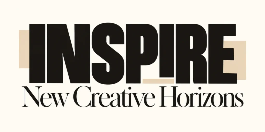 Bold condensed sans serif typography paired with elegant editorial serif lettering in a minimalist cream and black layout.