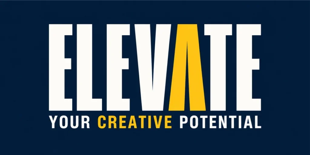 Tall condensed display font paired with clean sans serif typography in a navy blue and yellow motivational design.