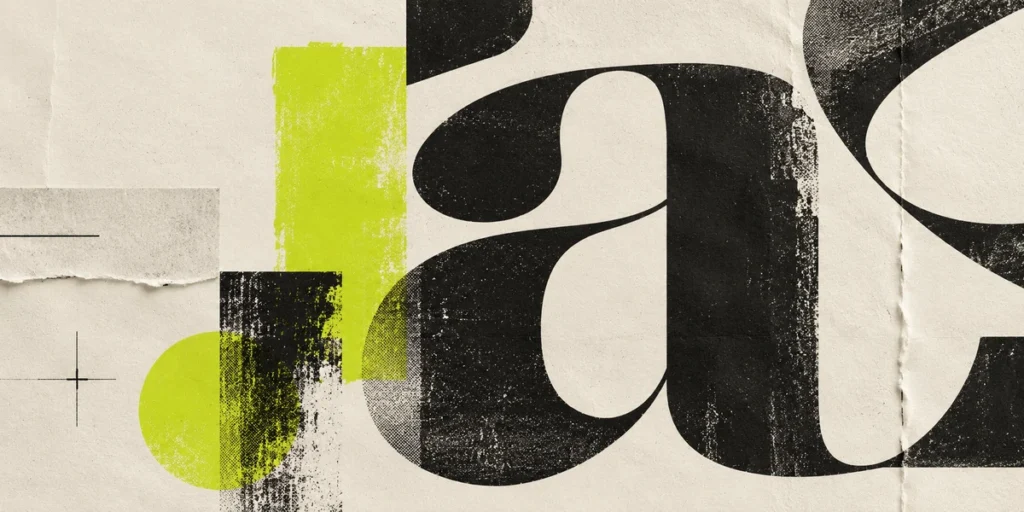 Tactile graphic design with distressed typography, textured paper, rough ink edges, and handmade print details